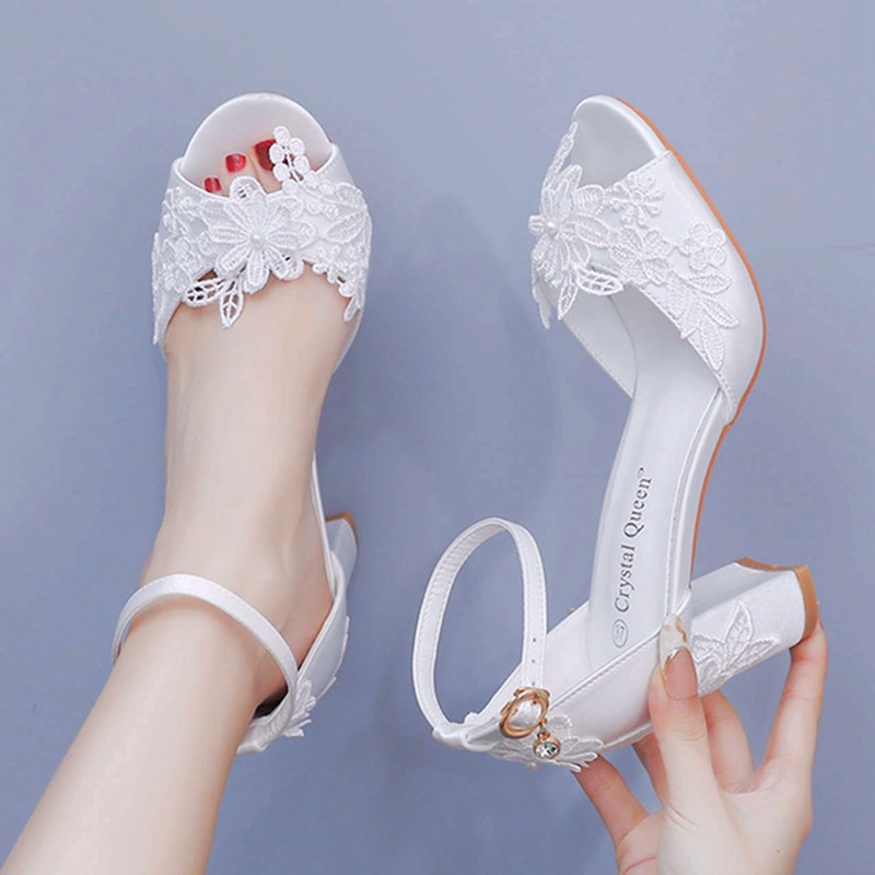 Wedding Fx - Women White Silk High Heels Summer