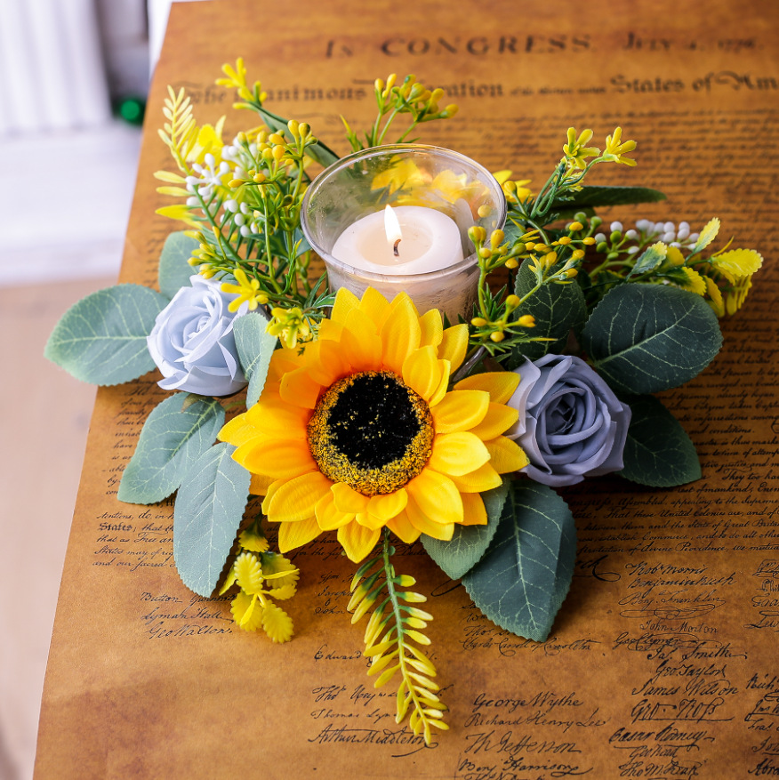 Unity Candle Set - Simulation Sunflower Wreath Candle Bottle Candle