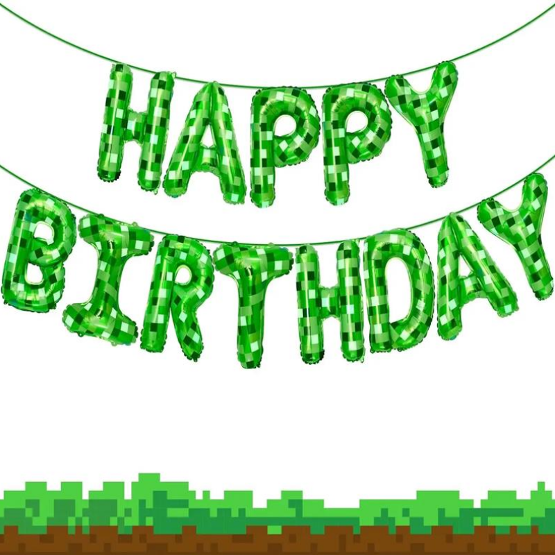 Wedding Supply Kit - 1set Green Pixel Themed Happy Birthday