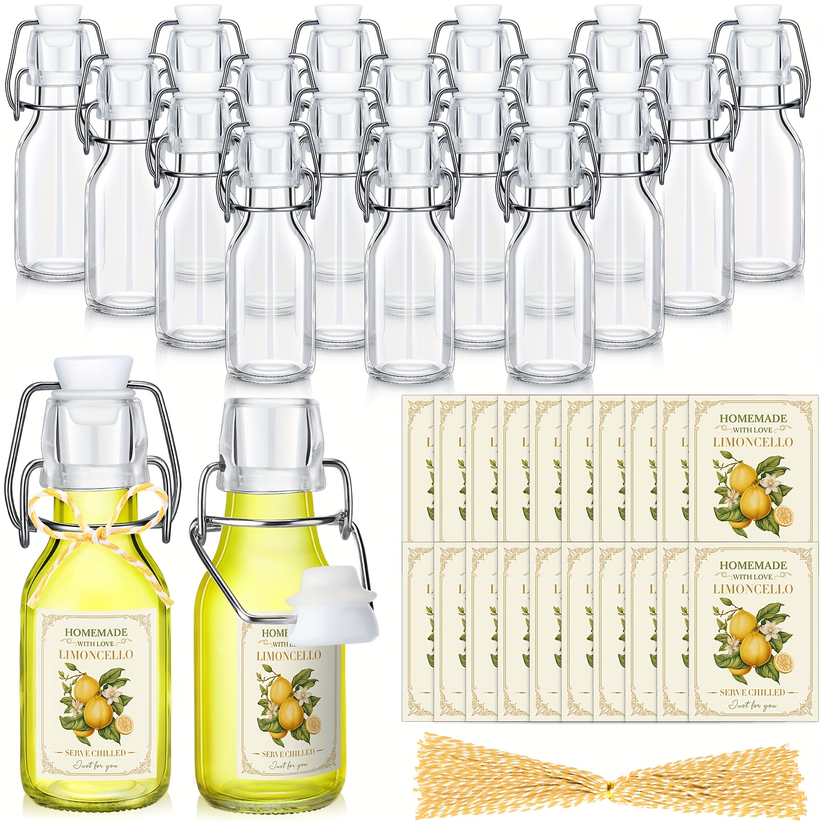 Wedding Party Supply - 20 Sets (Bottles & Lids) 4oz