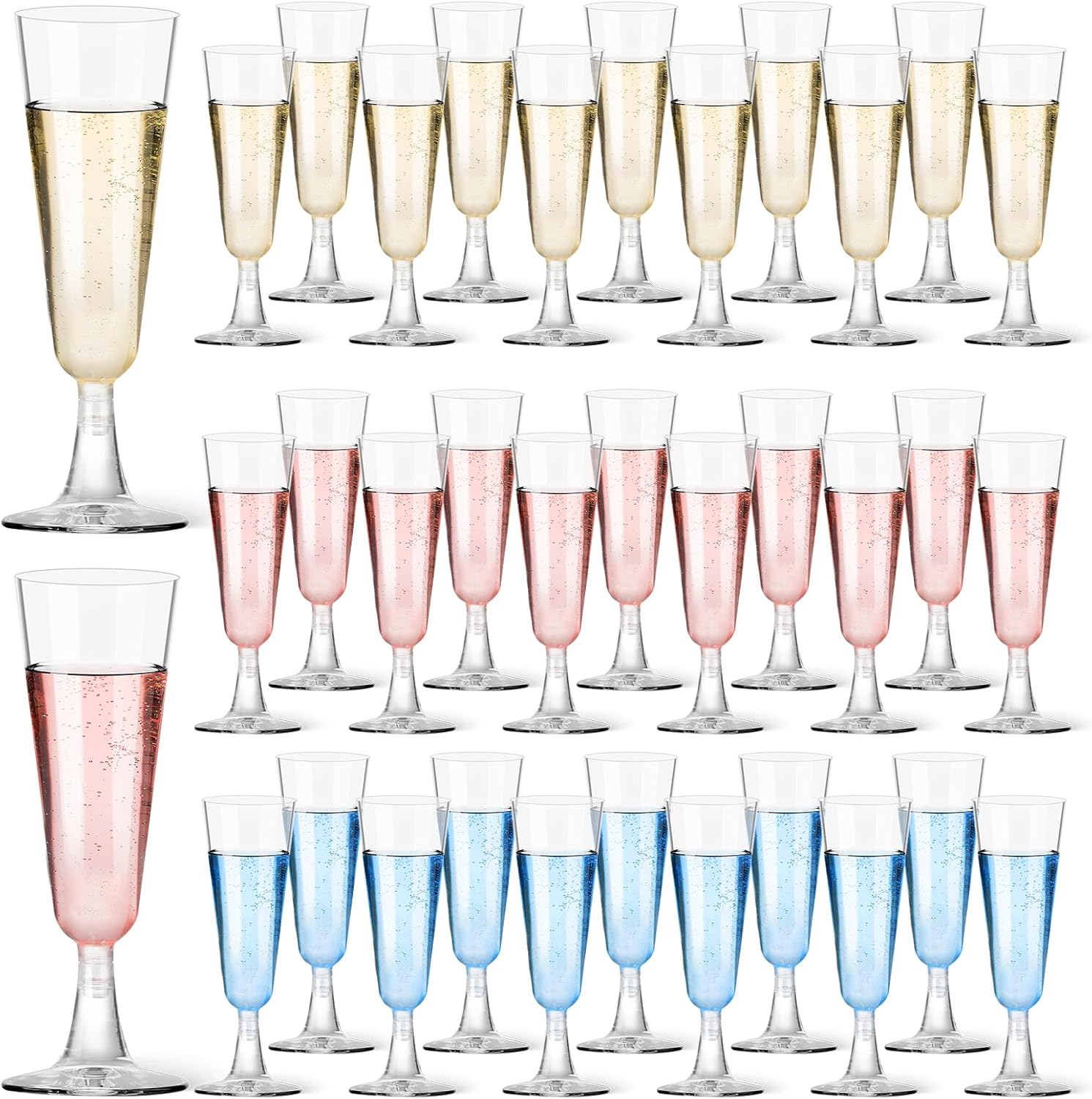 Wedding Party Supply - Plastic Champagne Flutes 40 Pack, 5.5
