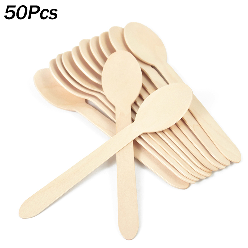 50Pcs Disposable Wooden Spoon  - Wedding Supply Kit incelemesi ve fiyatı