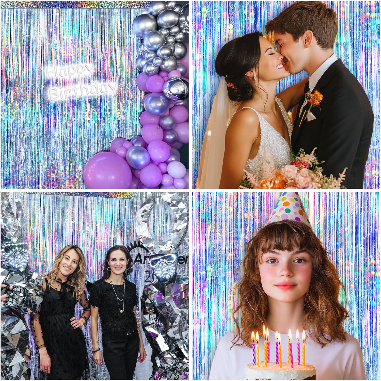 4 Packs Silver Foil Fringe Cur - Wedding Party Supply incelemesi ve fiyatı