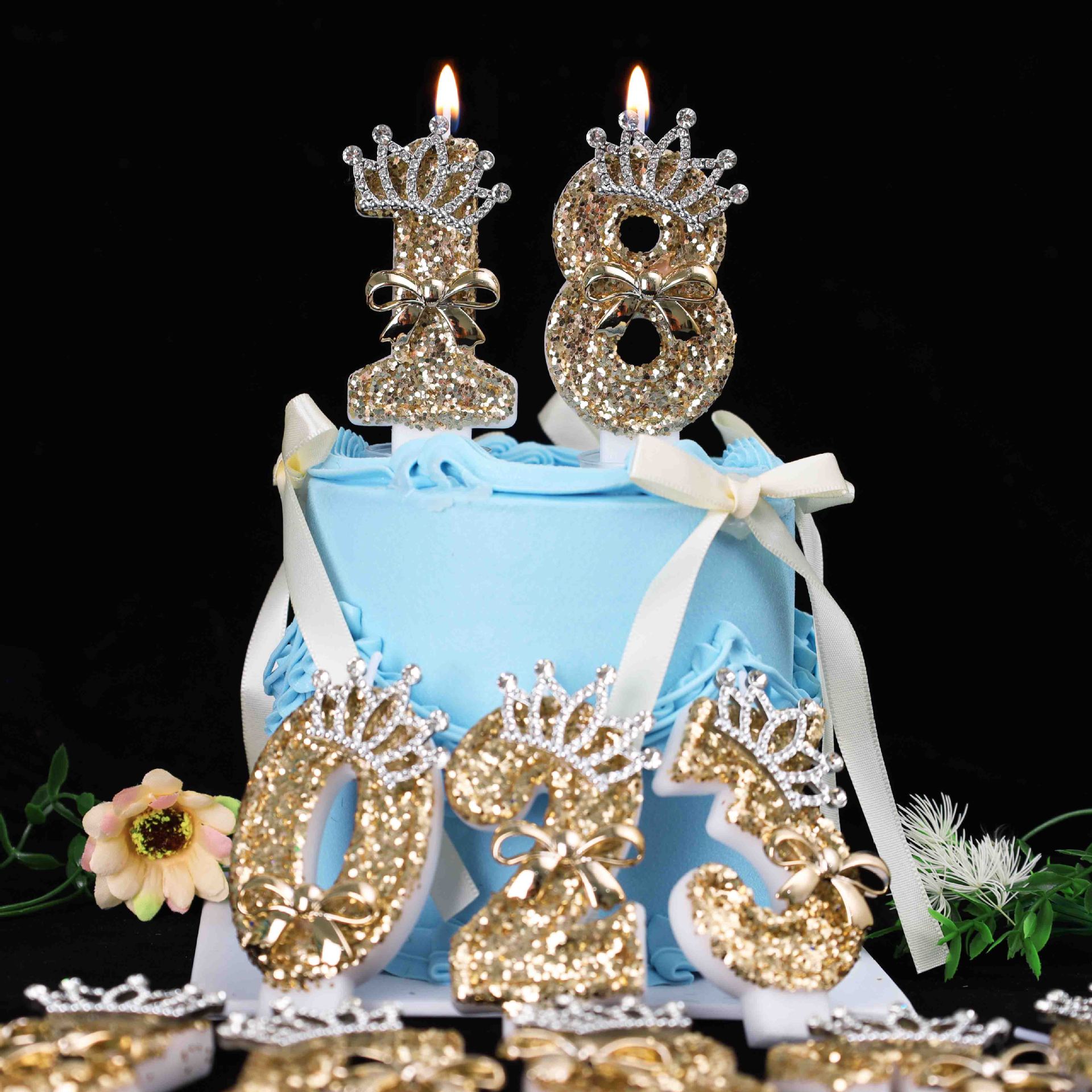 0-9 Gold Glitter Crown Number  - Unity Candle Set incelemesi ve fiyatı