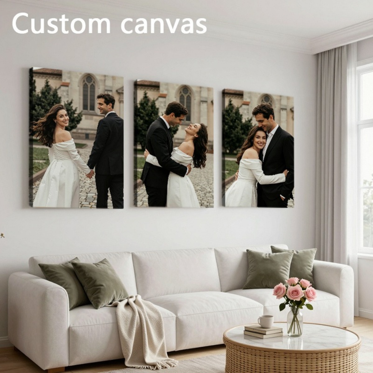 Set of 3 Custom Photo Canvas P - Wedding Party Supply incelemesi ve fiyatı