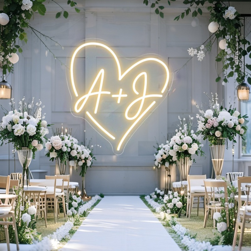 Custom Initials Heart LED Neon - Wedding Party Supply incelemesi ve fiyatı