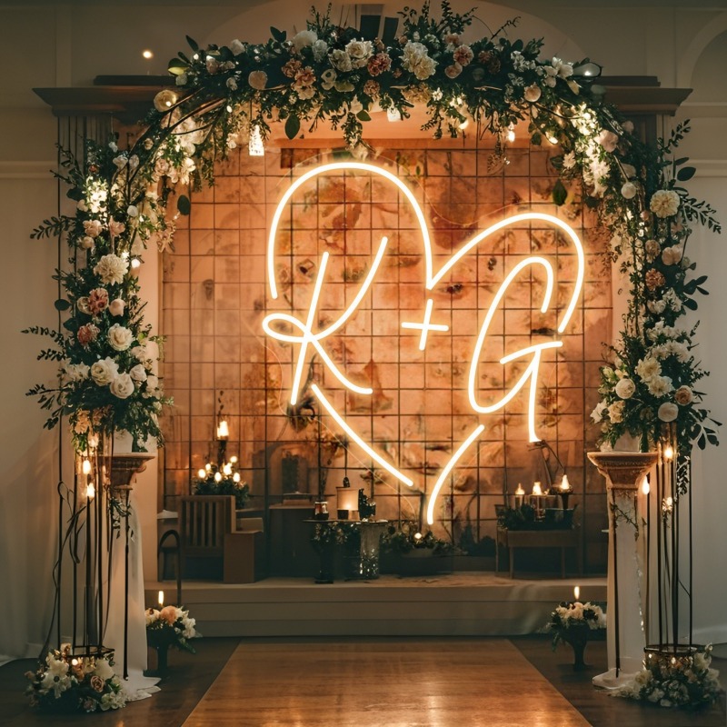 Custom Initials Heart LED Neon - Wedding Party Supply incelemesi ve fiyatı