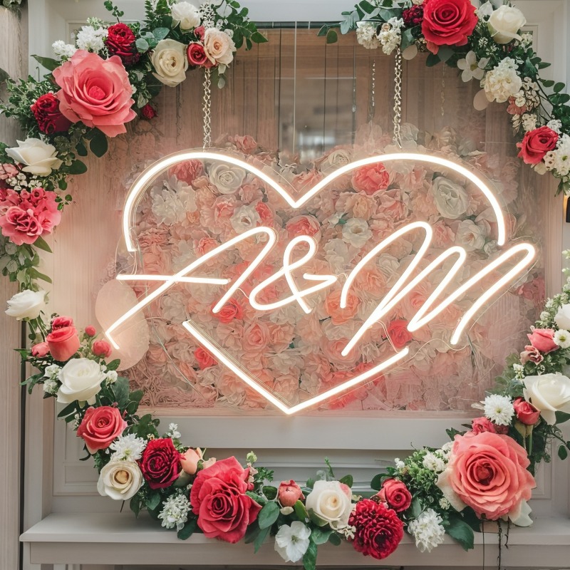 Custom Initials Heart LED Neon - Wedding Party Supply incelemesi ve fiyatı