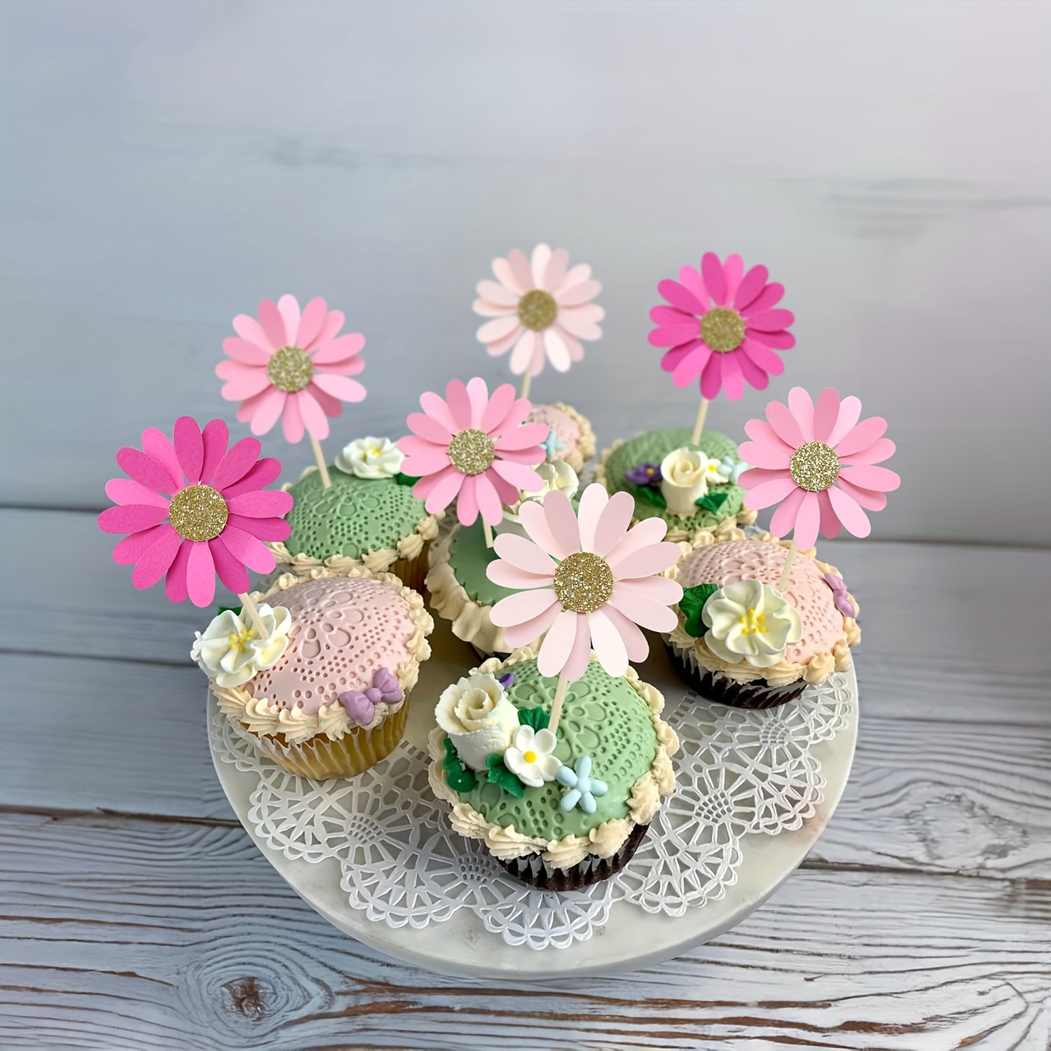 24 pieces Daisy Cupcake Decora - Wedding Decoration Supply incelemesi ve fiyatı