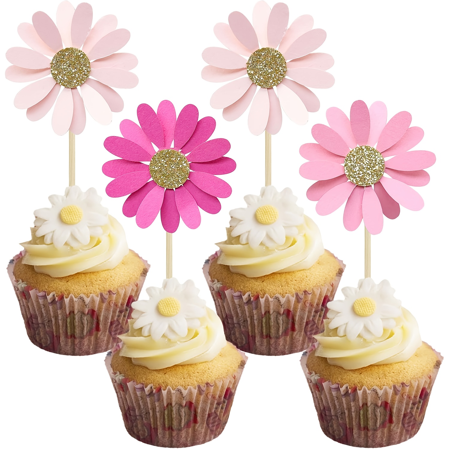 24 pieces Daisy Cupcake Decora - Wedding Decoration Supply incelemesi ve fiyatı
