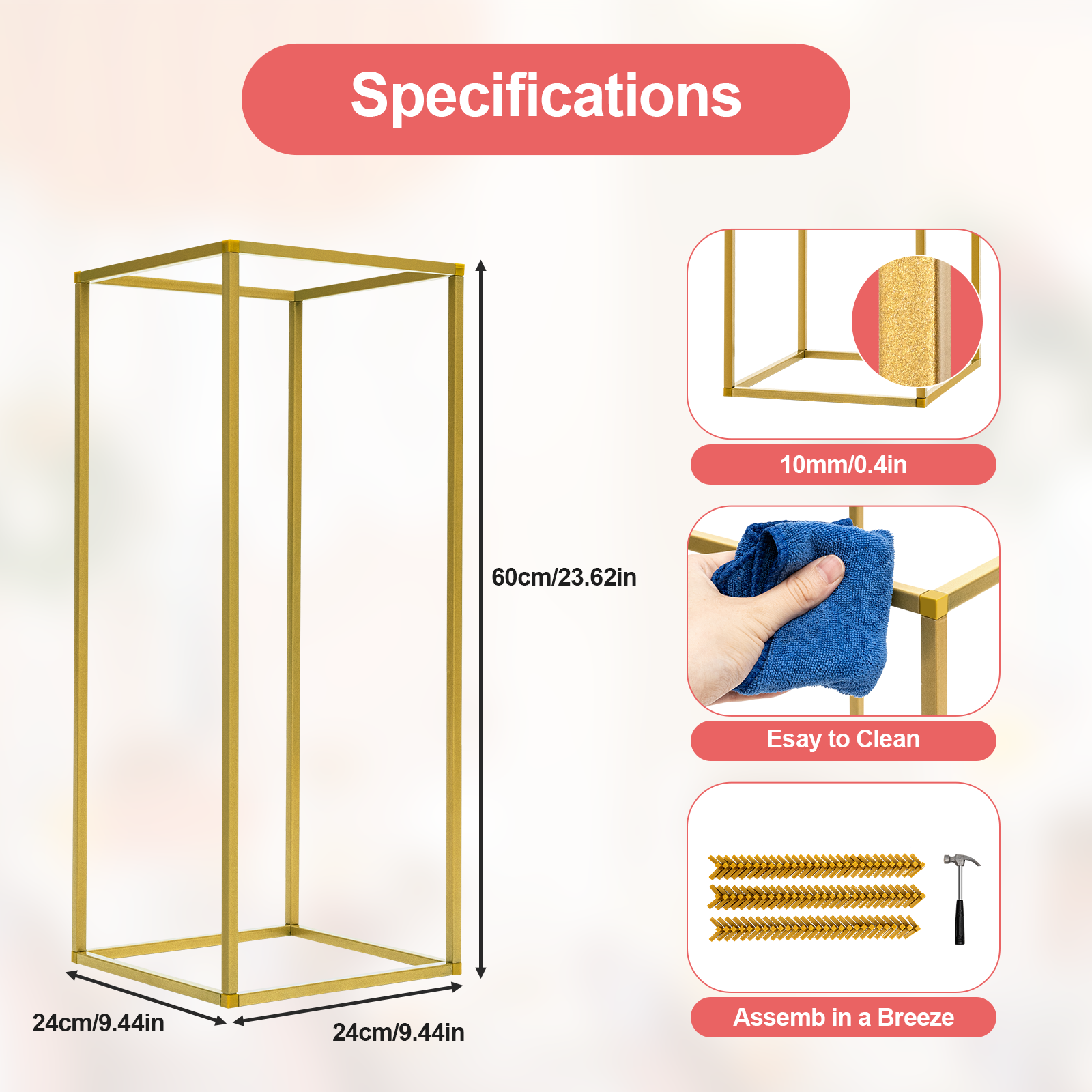 Flower Stand, 10-Pack Square W - Wedding Support incelemesi ve fiyatı