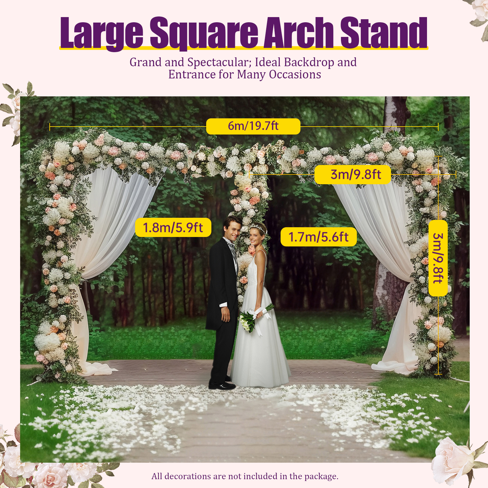 3x6m/10x20ft Metal Wedding Arc - Wedding Support incelemesi ve fiyatı