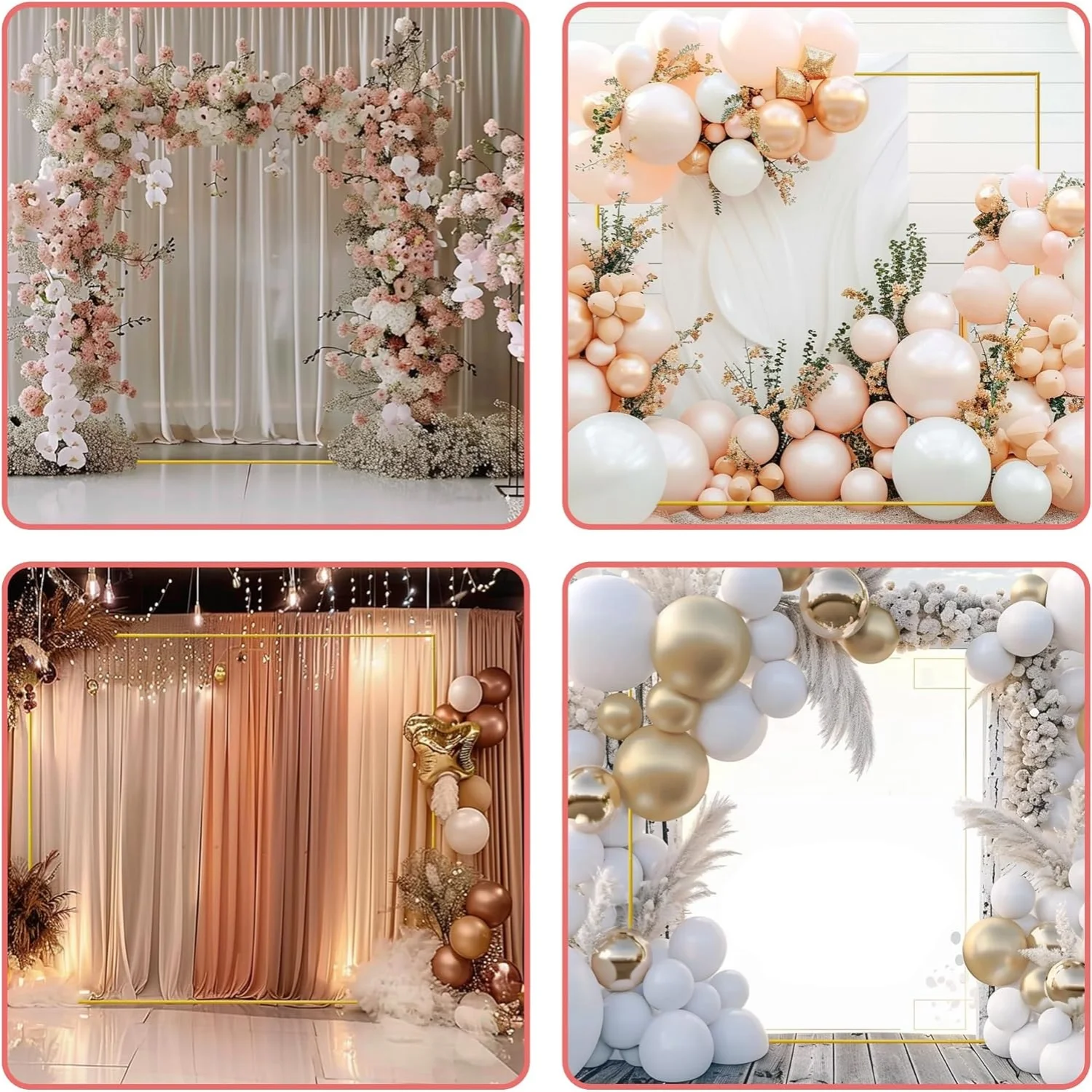 Gold Wedding Arches Square Bac - Wedding Support incelemesi ve fiyatı